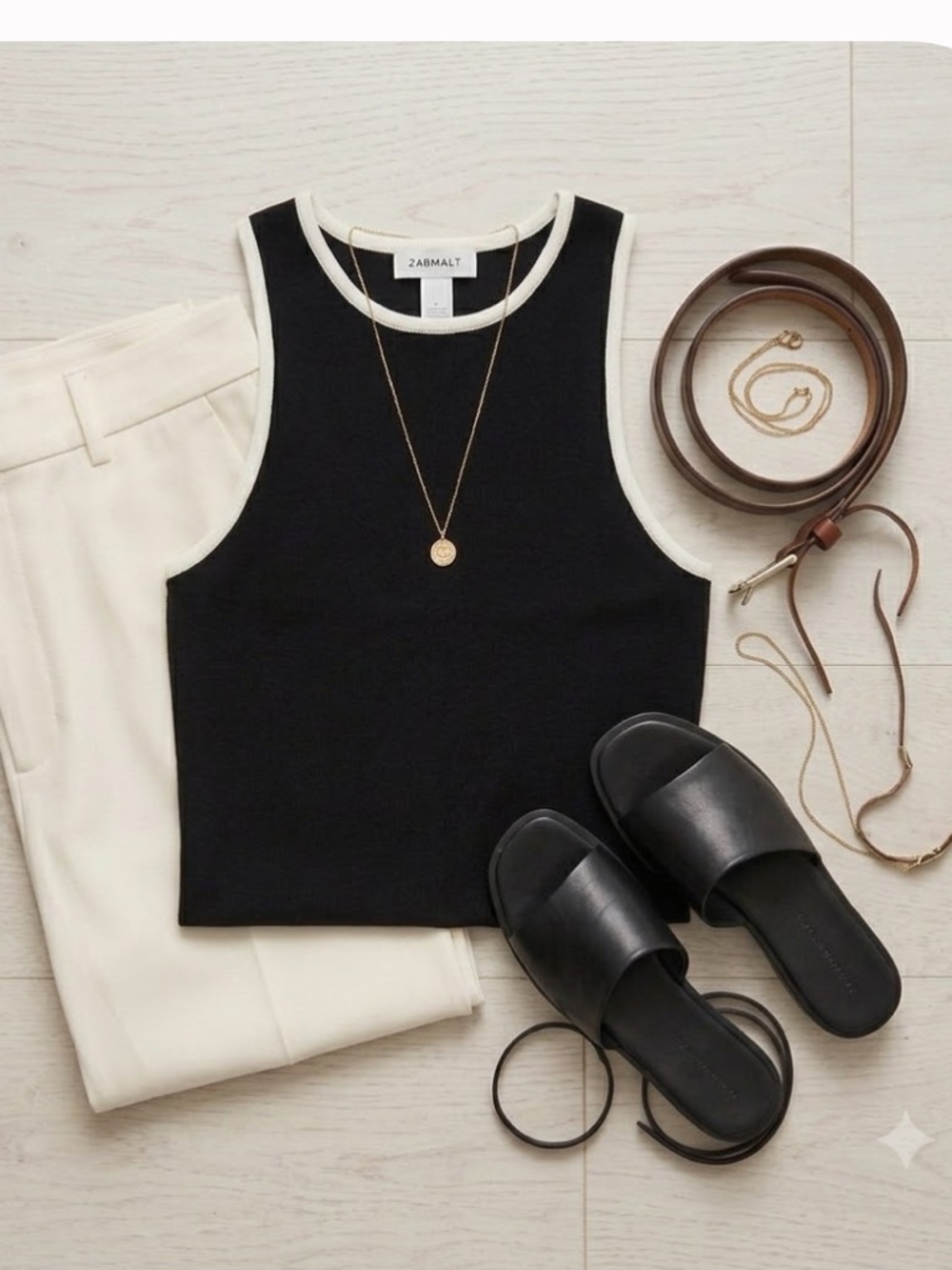 90s Black with White Trim Tank Top